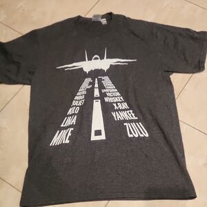 Gray Graphic T-Shirt with Airplane Design